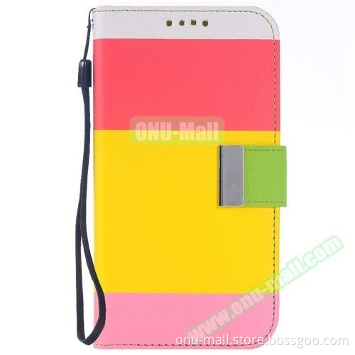 Rainbow Stripe Texture Flip Wallet Case for Samsung Galaxy S6 Flip Leather Case